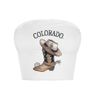Women's Tiny Turnip  White Colorado Rockies Cowboy Boot Crop Tube Top