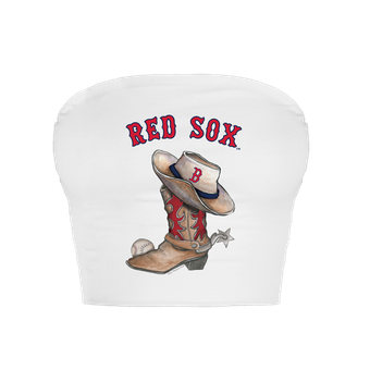 Women's Tiny Turnip  White Boston Red Sox Cowboy Boot Crop Tube Top
