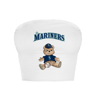 Women's Tiny Turnip  White Seattle Mariners Teddy Bear Crop Tube Top
