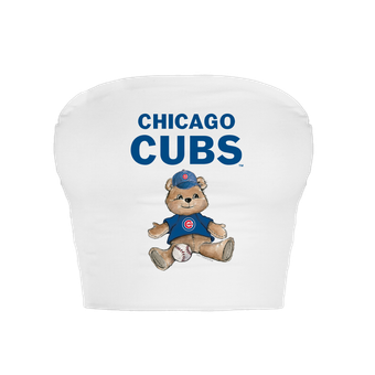 Women's Tiny Turnip  White Chicago Cubs Teddy Bear Crop Tube Top