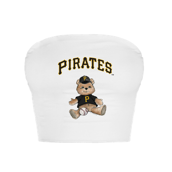 Women's Tiny Turnip  White Pittsburgh Pirates Teddy Bear Crop Tube Top