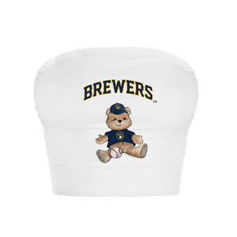 Women's Tiny Turnip  White Milwaukee Brewers Teddy Bear Crop Tube Top