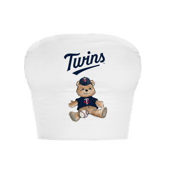 Women's Tiny Turnip  White Minnesota Twins Teddy Bear Crop Tube Top