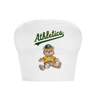 Women's Tiny Turnip  White Athletics Teddy Bear Crop Tube Top