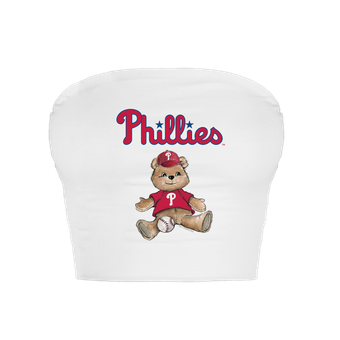 Women's Tiny Turnip  White Philadelphia Phillies Teddy Bear Crop Tube Top