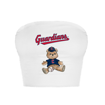 Women's Tiny Turnip  White Cleveland Guardians Teddy Bear Crop Tube Top
