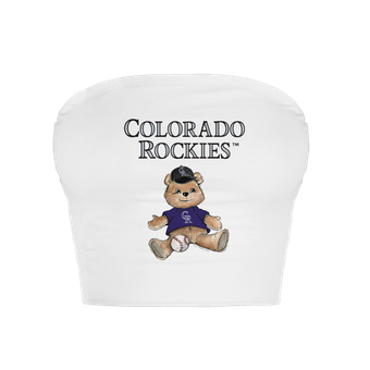 Women's Tiny Turnip  White Colorado Rockies Teddy Bear Crop Tube Top