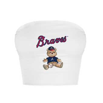 Women's Tiny Turnip  White Atlanta Braves Teddy Bear Crop Tube Top