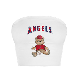 Women's Tiny Turnip  White Los Angeles Angels Teddy Bear Crop Tube Top