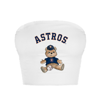 Women's Tiny Turnip  White Houston Astros Teddy Bear Crop Tube Top