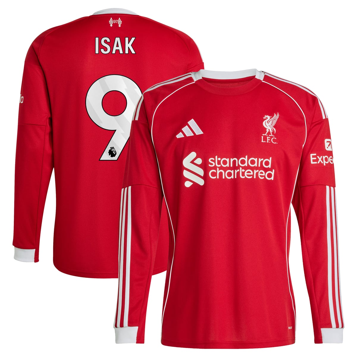 Maillot Liverpool adidas Domicile 25/26 - Manches longues avec flocage Isak 9
