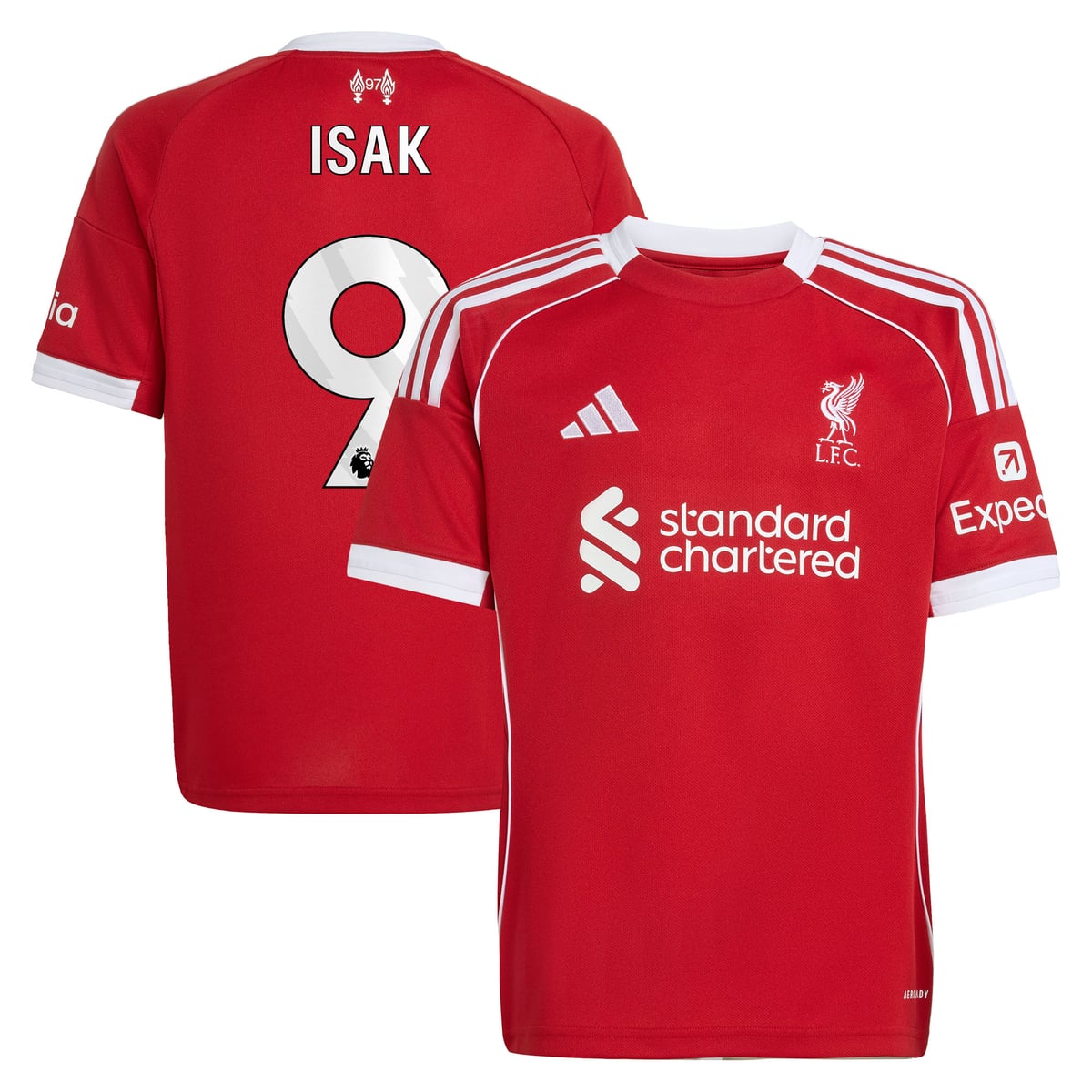 Maillot Liverpool adidas Domicile 25/26 - Enfant avec flocage Isak 9