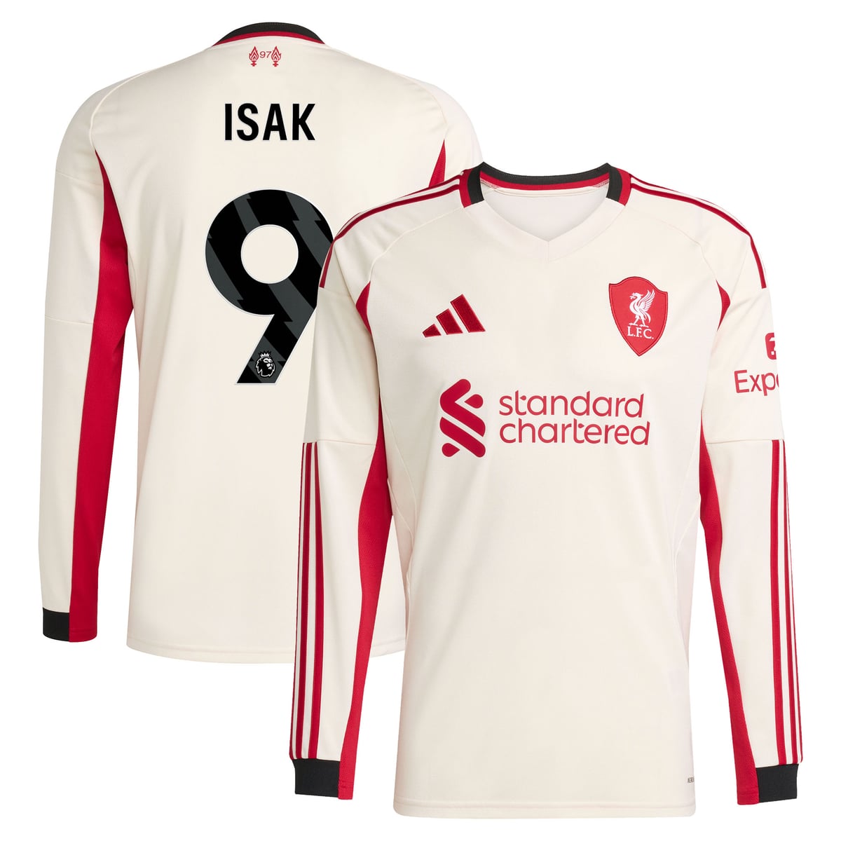 Maillot adidas Liverpool Extérieur 25/26 - Manches longues avec flocage Isak 9