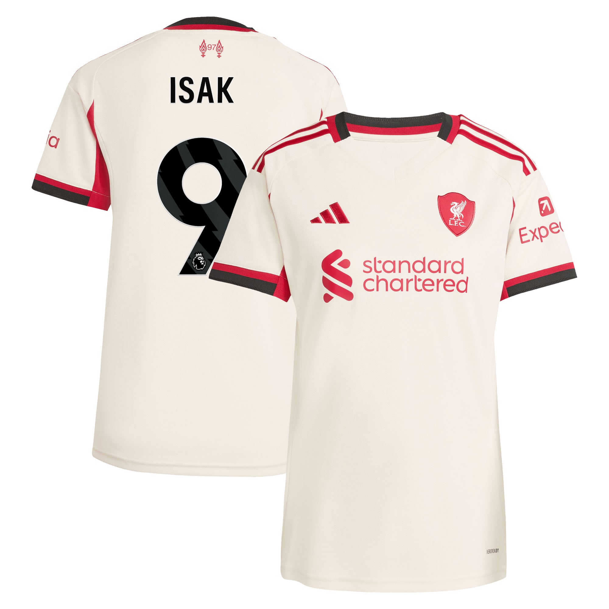 Maillot adidas Liverpool Extérieur 25/26 - Femmes avec flocage Isak 9