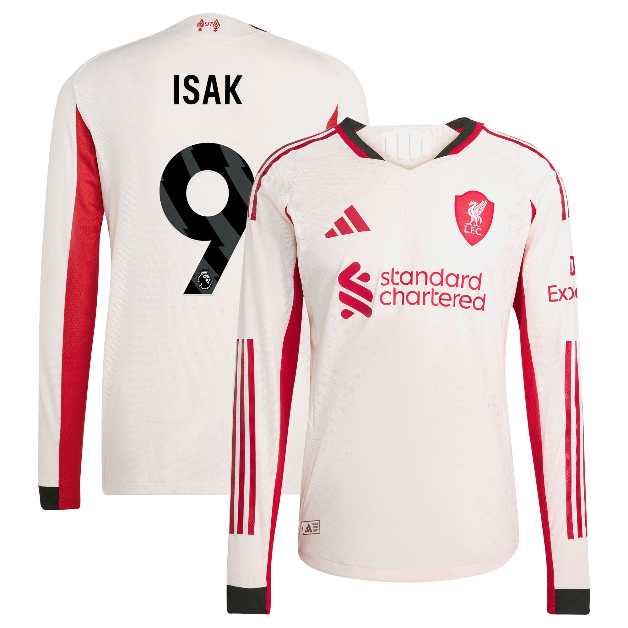 Maillot Authentique adidas Liverpool Extérieur 25/26 - Manches Longues avec flocage Isak 9
