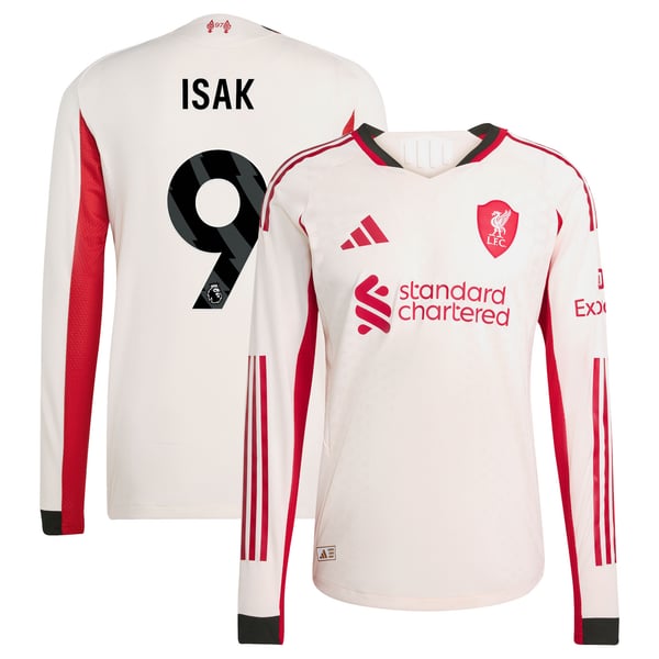 Maillot Authentique adidas Liverpool Extérieur 25/26 - Manches Longues avec flocage Isak 9