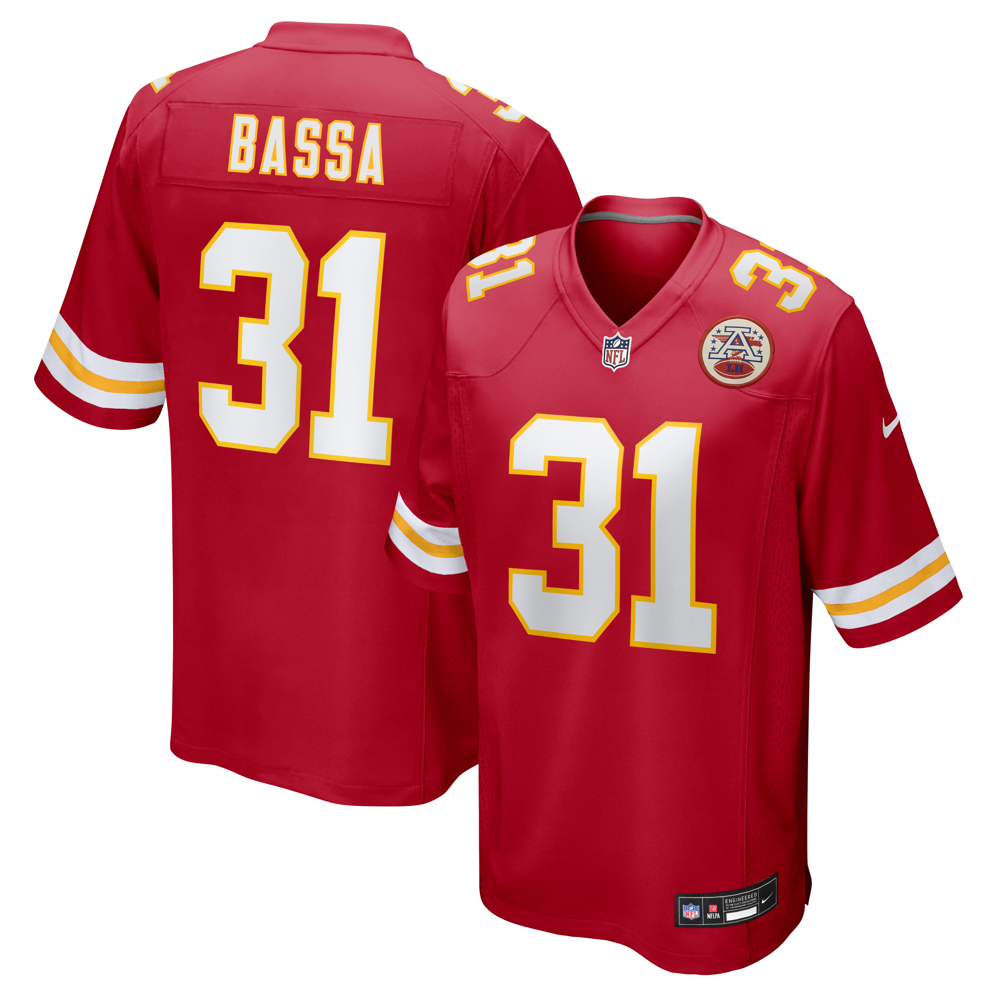 Men's Nike Jeffrey Bassa Red Kansas City Chiefs Team Game Jersey