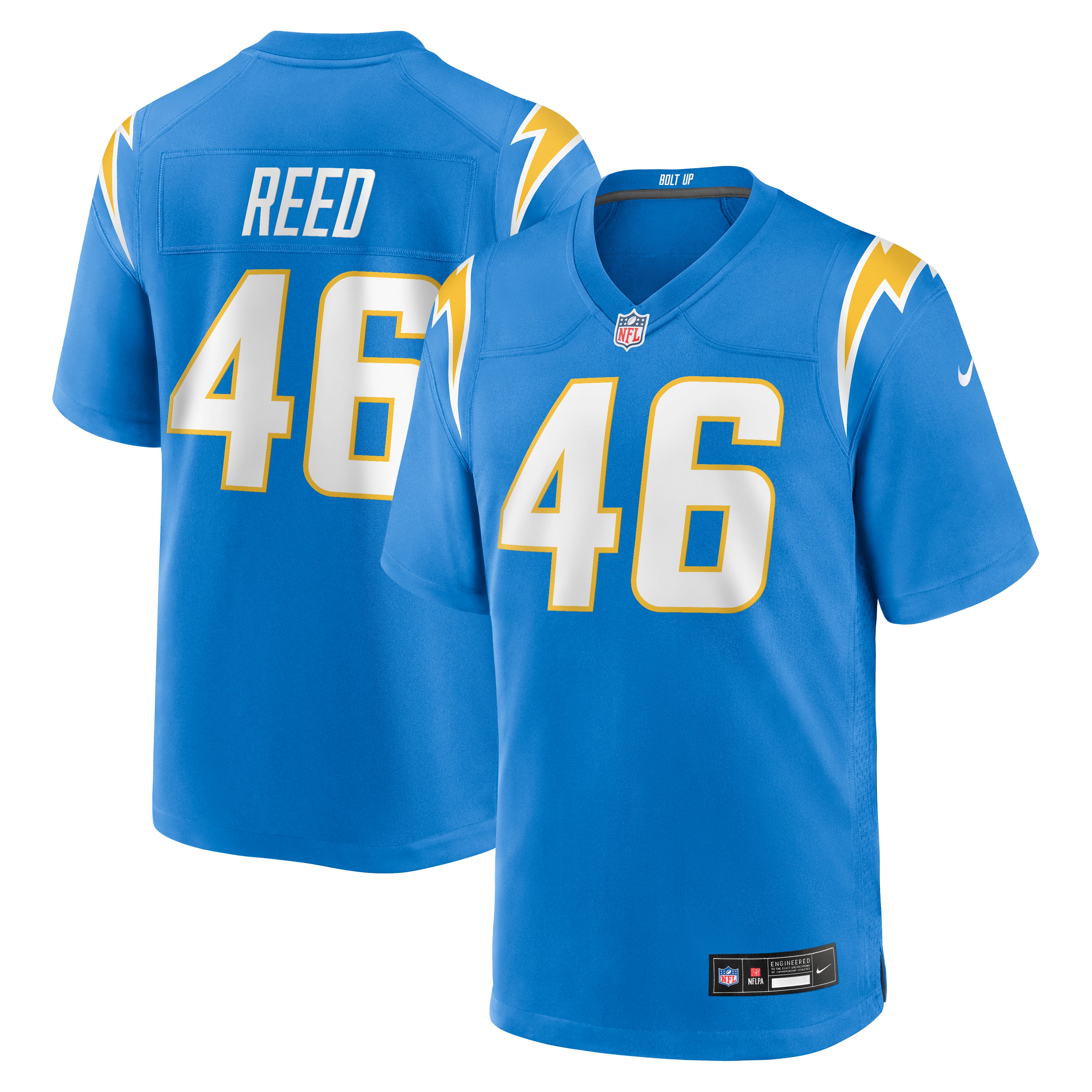 Men's Nike Nikko Reed  Powder Blue Los Angeles Chargers Team Game Jersey