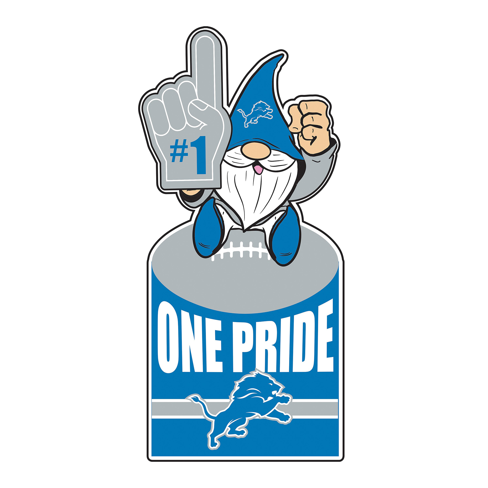 Detroit Lions 30" Metal Gnome 3-in-1 Outdoor Yard Sign