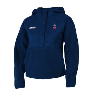 Women's Columbia Navy Los Angeles Angels Cloud Point Hooded Fleece Half-Snap Pullover Jacket