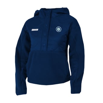 Women's Columbia Navy Seattle Mariners Cloud Point Hooded Fleece Half-Snap Pullover Jacket