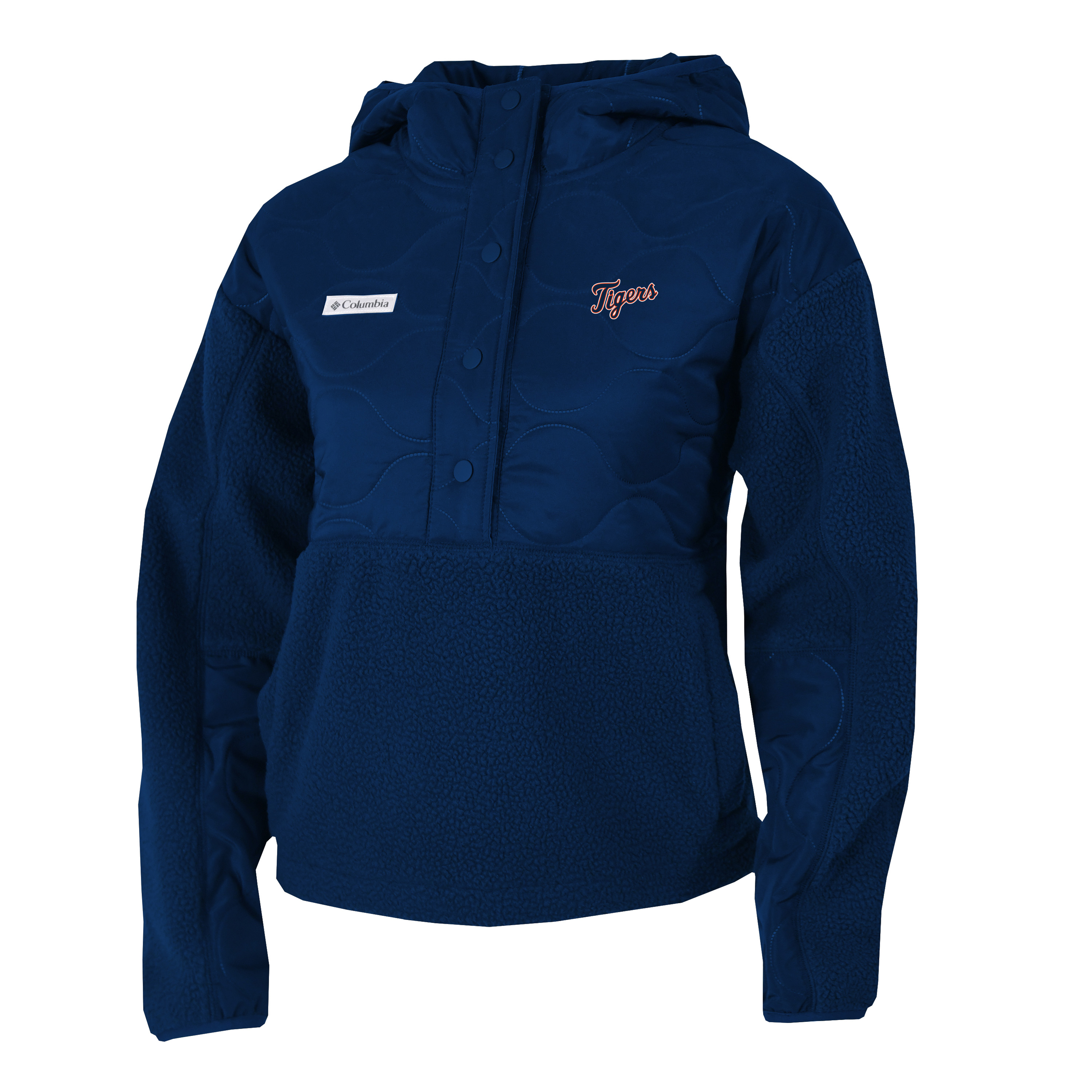 Women’s Columbia Navy Detroit Tigers Cloud Point Hooded Fleece Half-Snap Pullover Jacket Women’s Columbia Navy Detroit Tigers Cloud Point Hooded Fleece Half-Snap Pullover Jacket