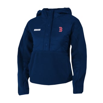 Women's Columbia Navy Boston Red Sox Cloud Point Hooded Fleece Half-Snap Pullover Jacket