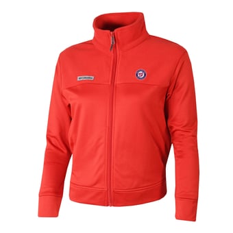Women's Columbia Red Washington Nationals Omni-Wick Cropped River Fleece Full-Zip Jacket