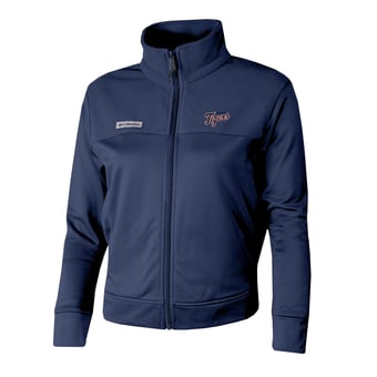 Women's Columbia Navy Detroit Tigers Omni-Wick Cropped River Fleece Full-Zip Jacket