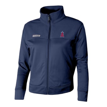Women's Columbia Navy Los Angeles Angels Omni-Wick Cropped River Fleece Full-Zip Jacket