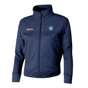 Women's Columbia Navy Seattle Mariners Omni-Wick Cropped River Fleece Full-Zip Jacket