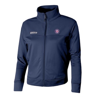 Women's Columbia Navy Washington Nationals Omni-Wick Cropped River Fleece Full-Zip Jacket