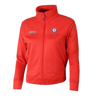 Women's Columbia Red Texas Rangers Omni-Wick Cropped River Fleece Full-Zip Jacket