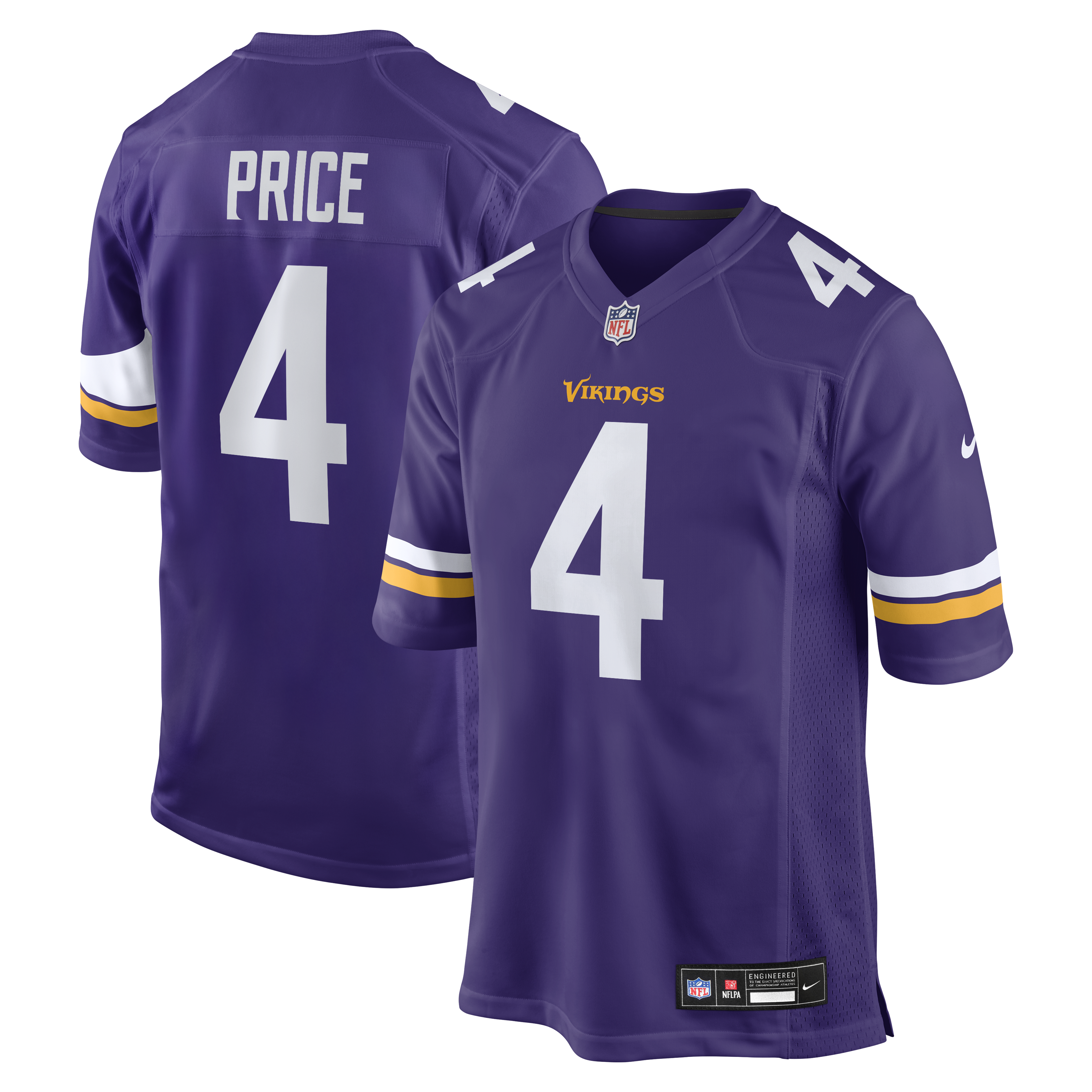 Men's Nike Myles Price  Purple Minnesota Vikings Team Game Jersey