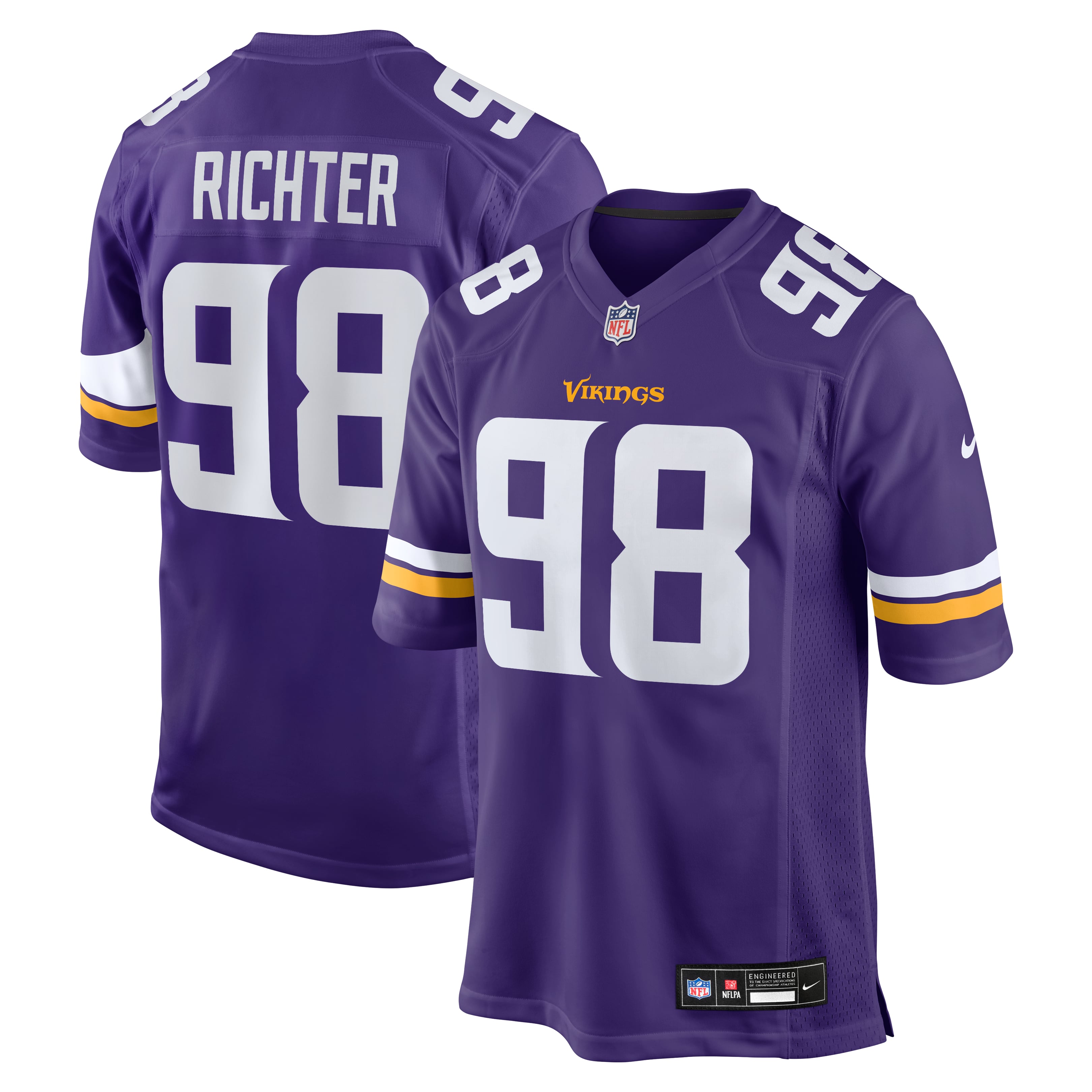 Men's Nike Bo Richter  Purple Minnesota Vikings Team Game Jersey