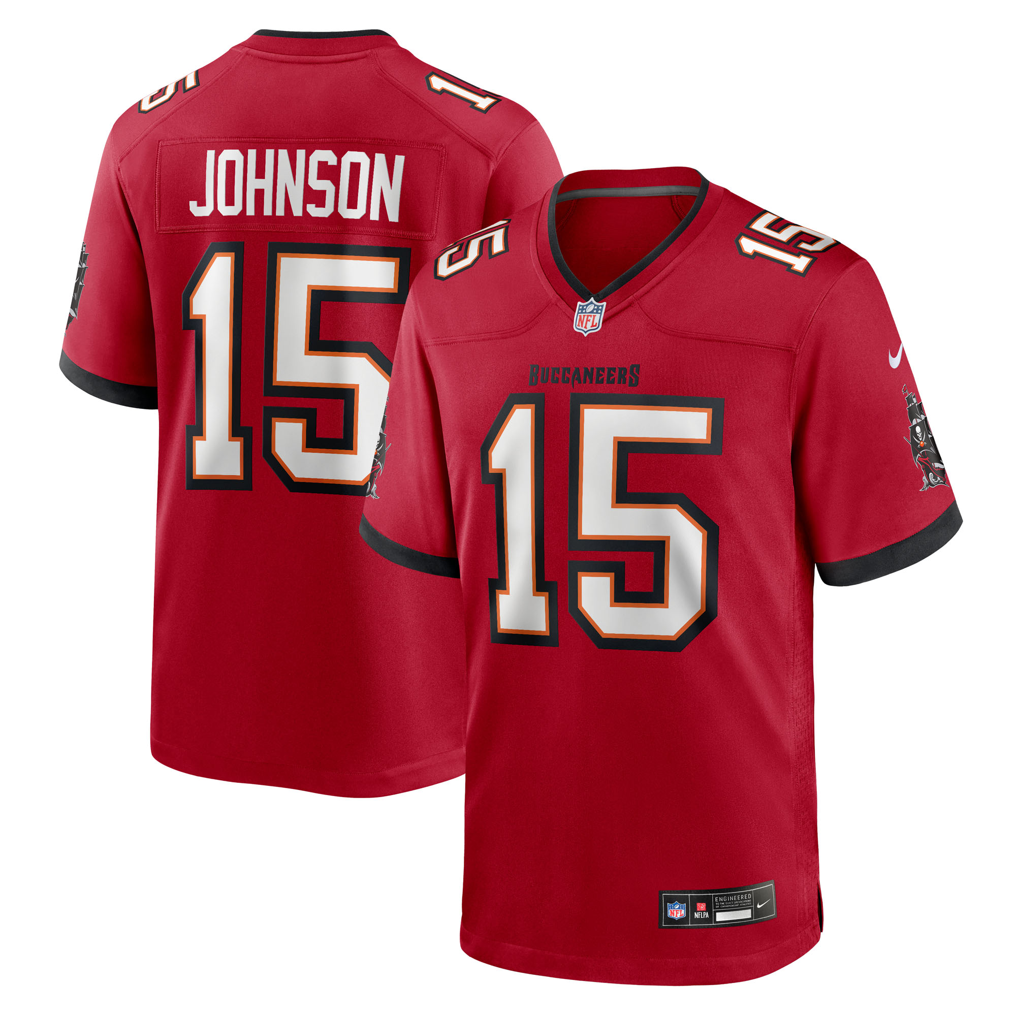 Men's Nike Tez Johnson Red Tampa Bay Buccaneers Team Game Jersey