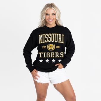 Women's Gameday Couture Black Missouri Tigers Oversized Everyday Star Long Sleeve T-Shirt