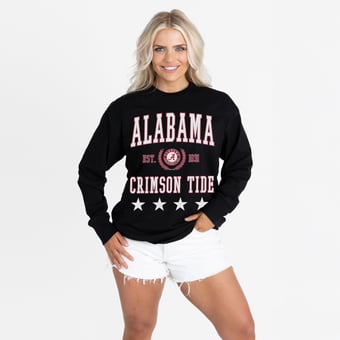 Women's Gameday Couture Black Alabama Crimson Tide Oversized Everyday Star Long Sleeve T-Shirt