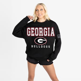 Women's Gameday Couture Black Georgia Bulldogs Oversized Level Up Black Label Premium Sweatshirt