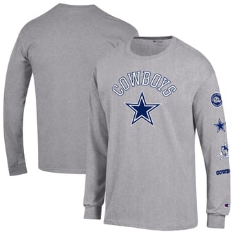 Men's Champion  Heather Gray Dallas Cowboys Seal Long Sleeve T-Shirt