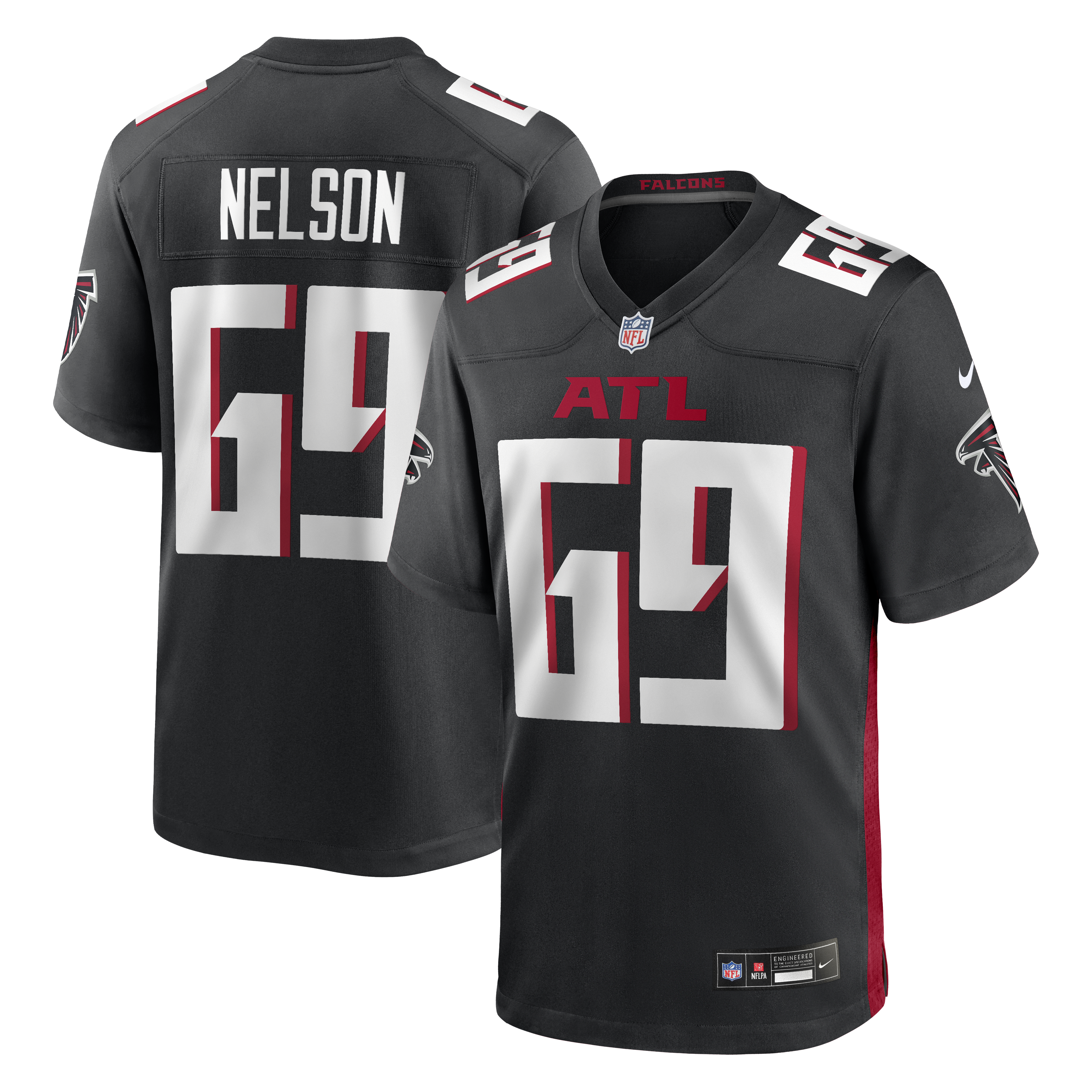 Men's Nike Jack Nelson Black Atlanta Falcons Team Game Jersey