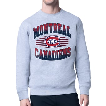 Men's Starter Gray Montreal Canadiens Team Grit Graphic Fleece Pullover Sweatshirt