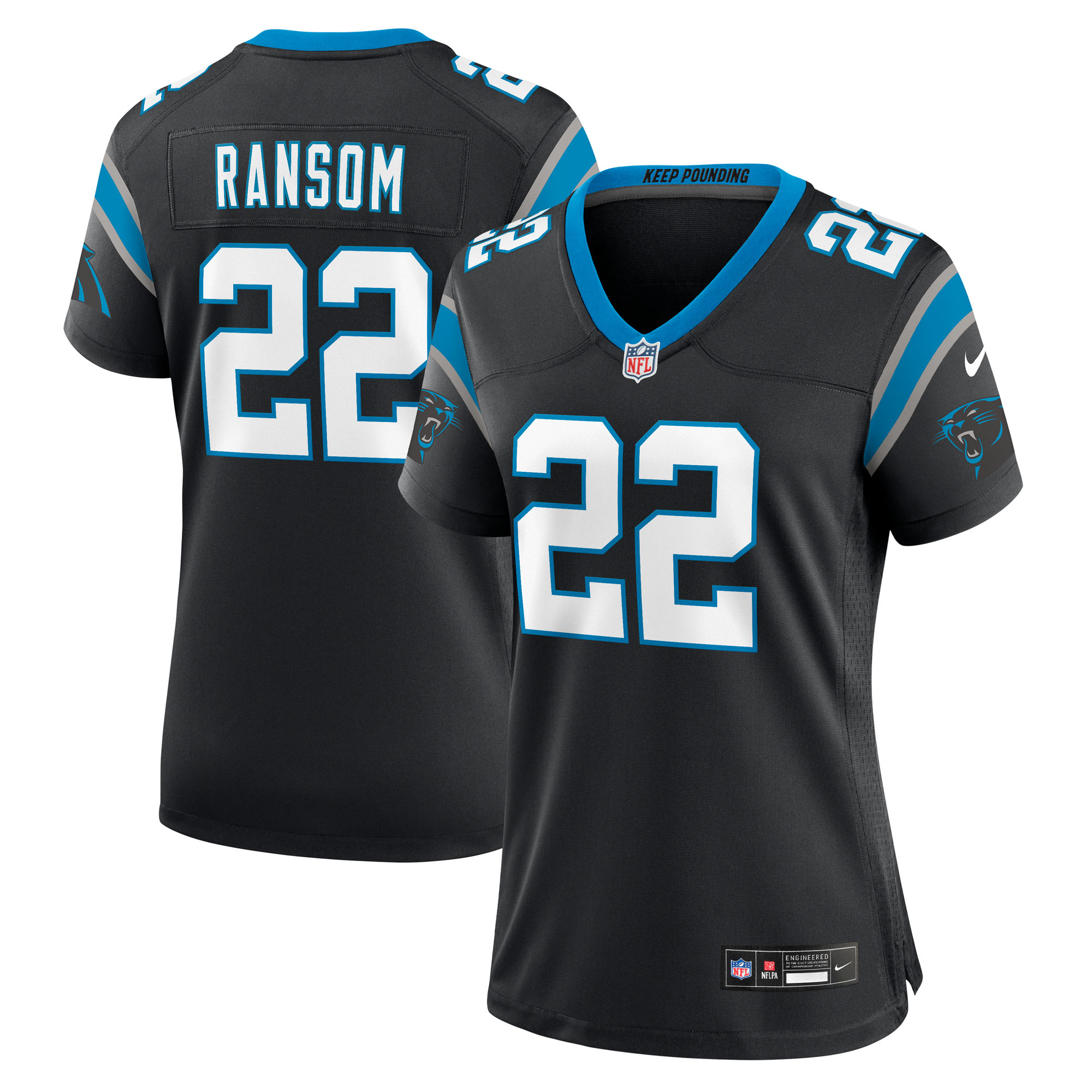 Women's Nike Lathan Ransom Black Carolina Panthers Team Game Jersey