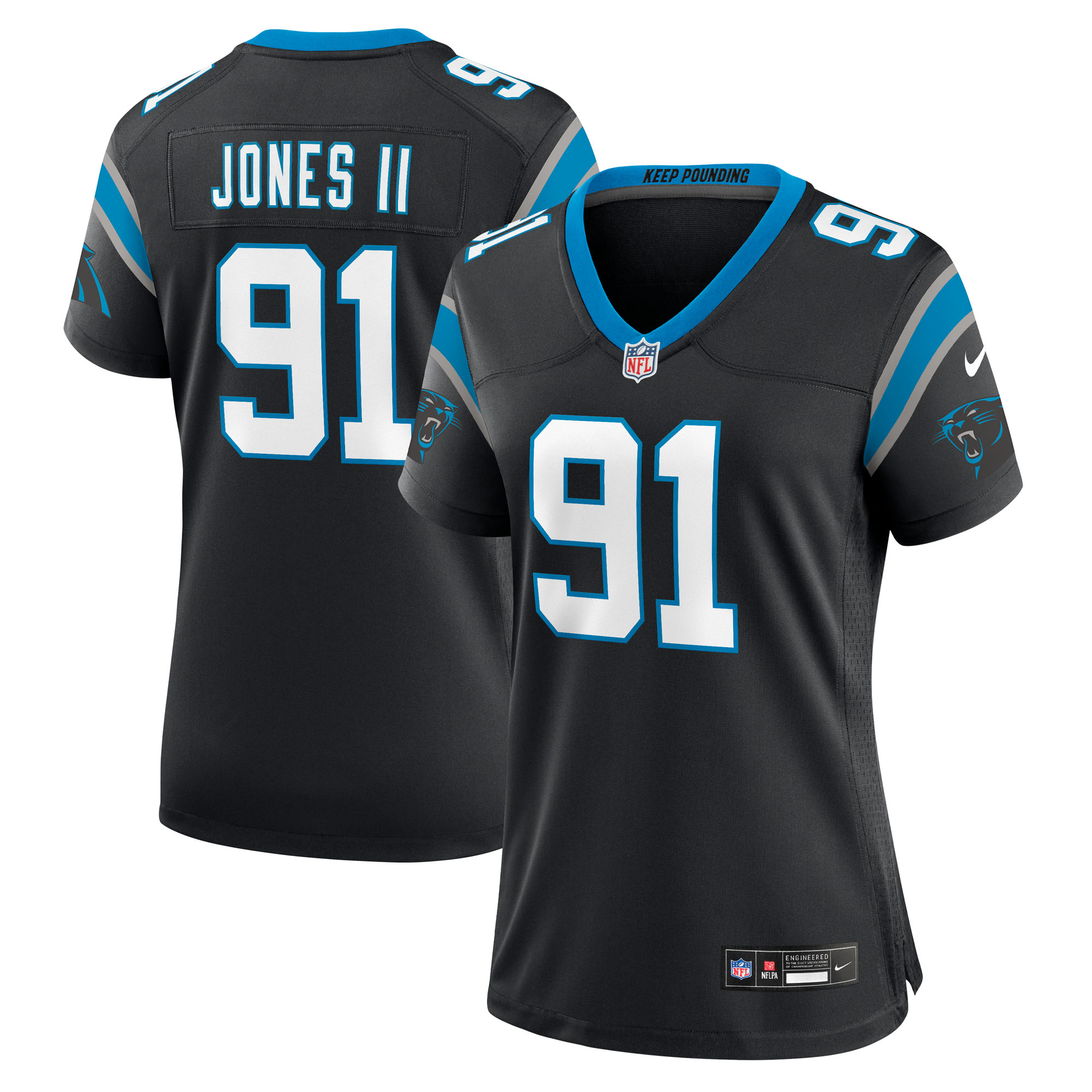 Women's Nike Patrick Jones II Black Carolina Panthers Team Game Jersey