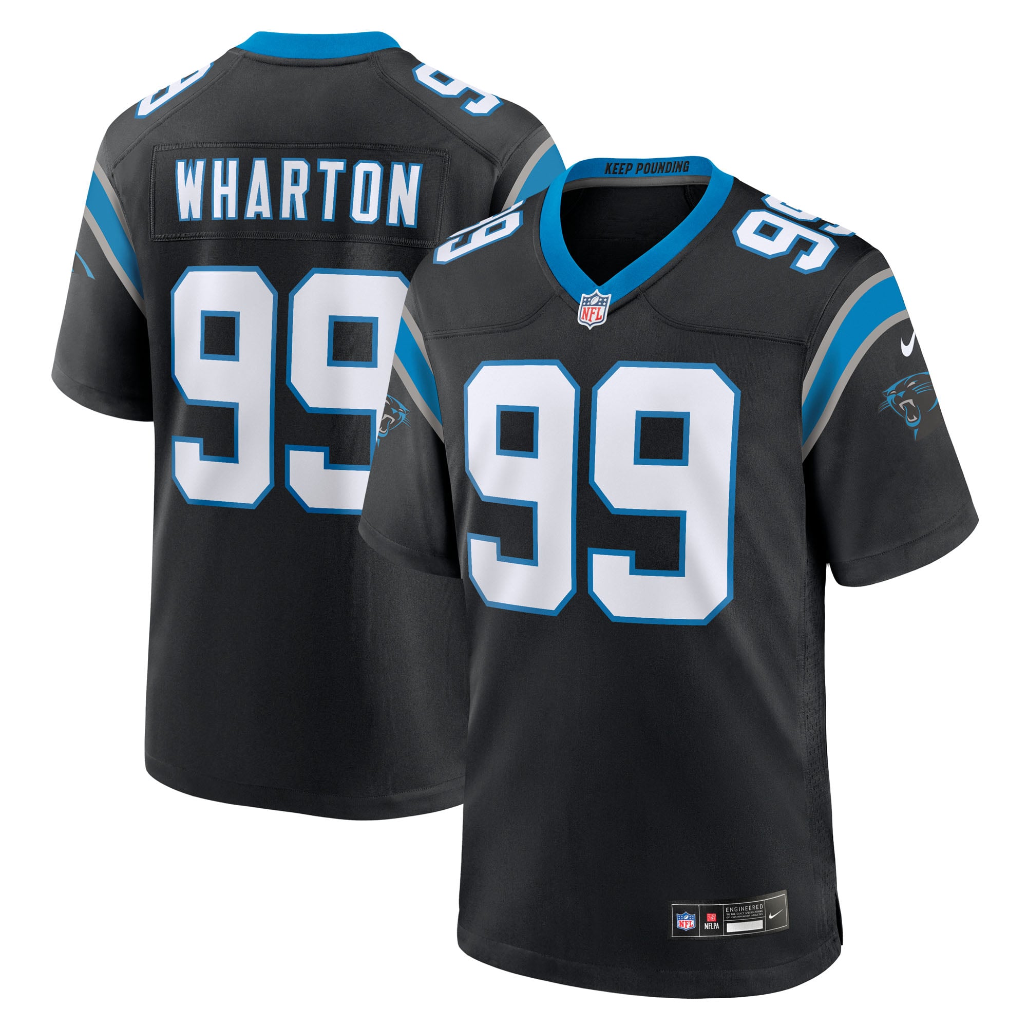 Men's Nike Tershawn Wharton Black Carolina Panthers Team Game Jersey