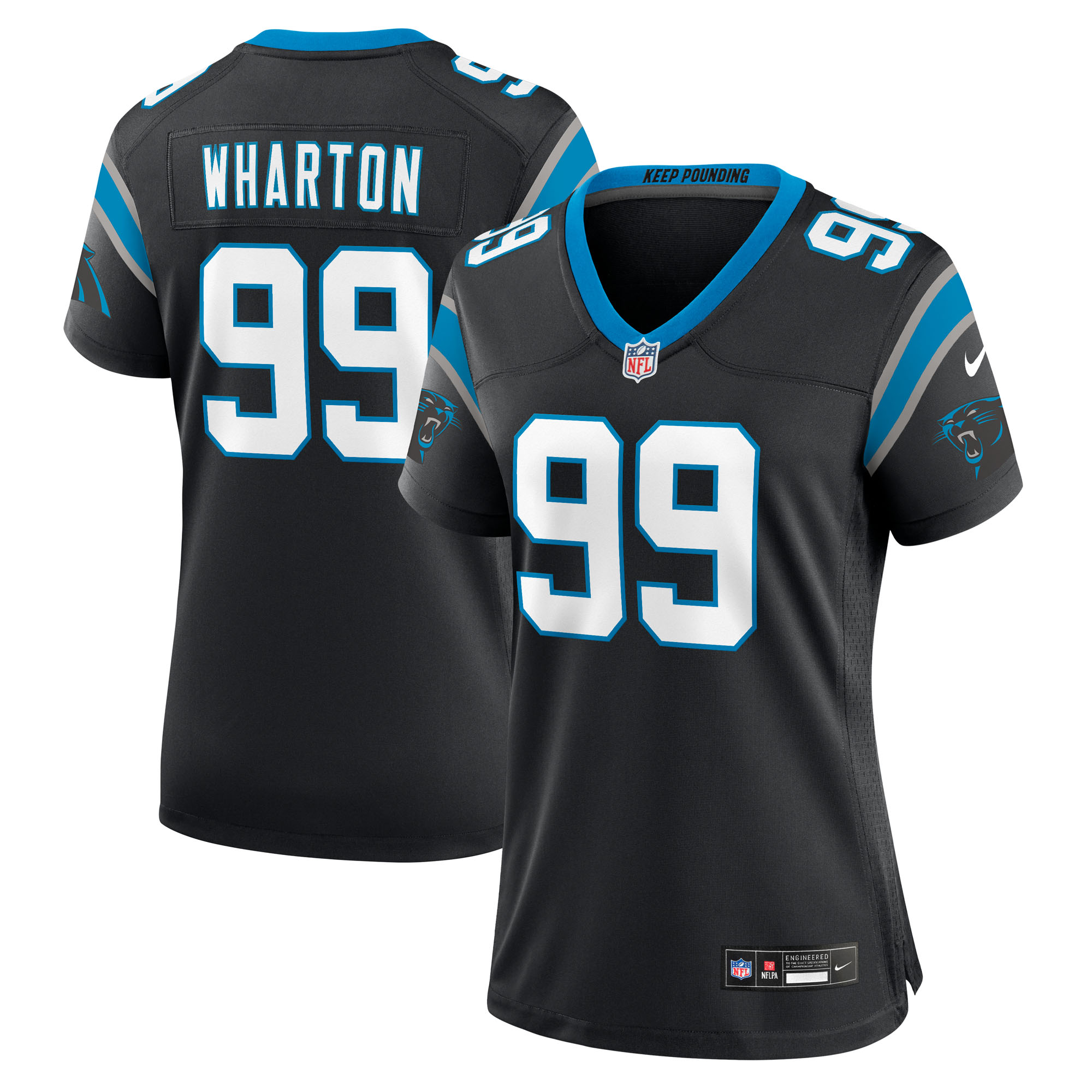 Women's Nike Tershawn Wharton  Black Carolina Panthers Team Game Jersey