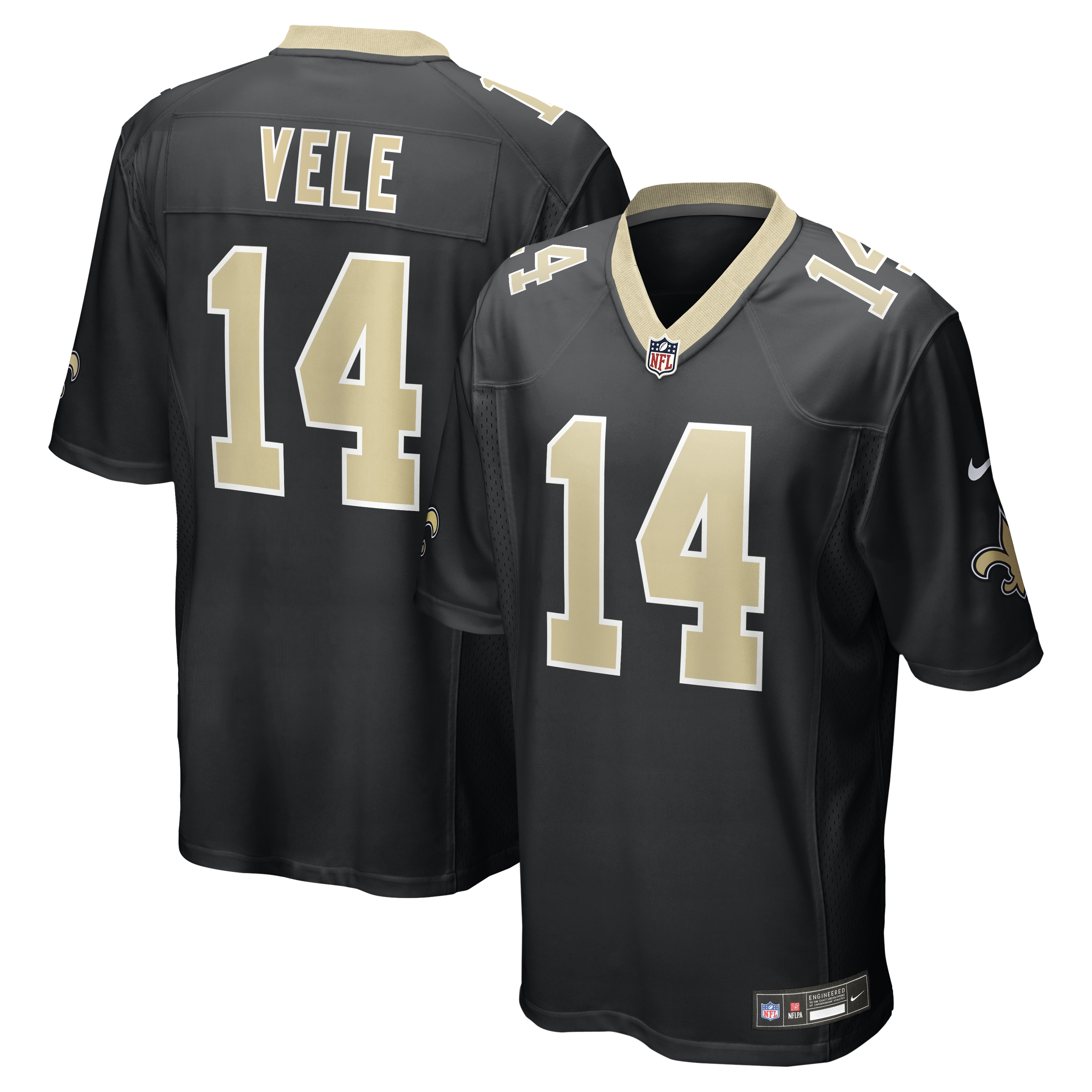 Men's Nike Devaughn Vele  Black New Orleans Saints Team Game Jersey