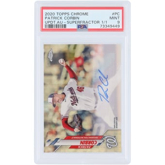 Patrick Corbin Washington Nationals Autographed 2020 Topps Chrome Update Superfractor #USA-PC #1/1 PSA Authenticated Mint 9 Card