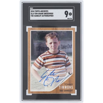 Shane Obedzinski The Sandlot Autographed 2018 Topps Archives Tommy Timmons #SLA-TOM SGC Authenticated MT 9 Card