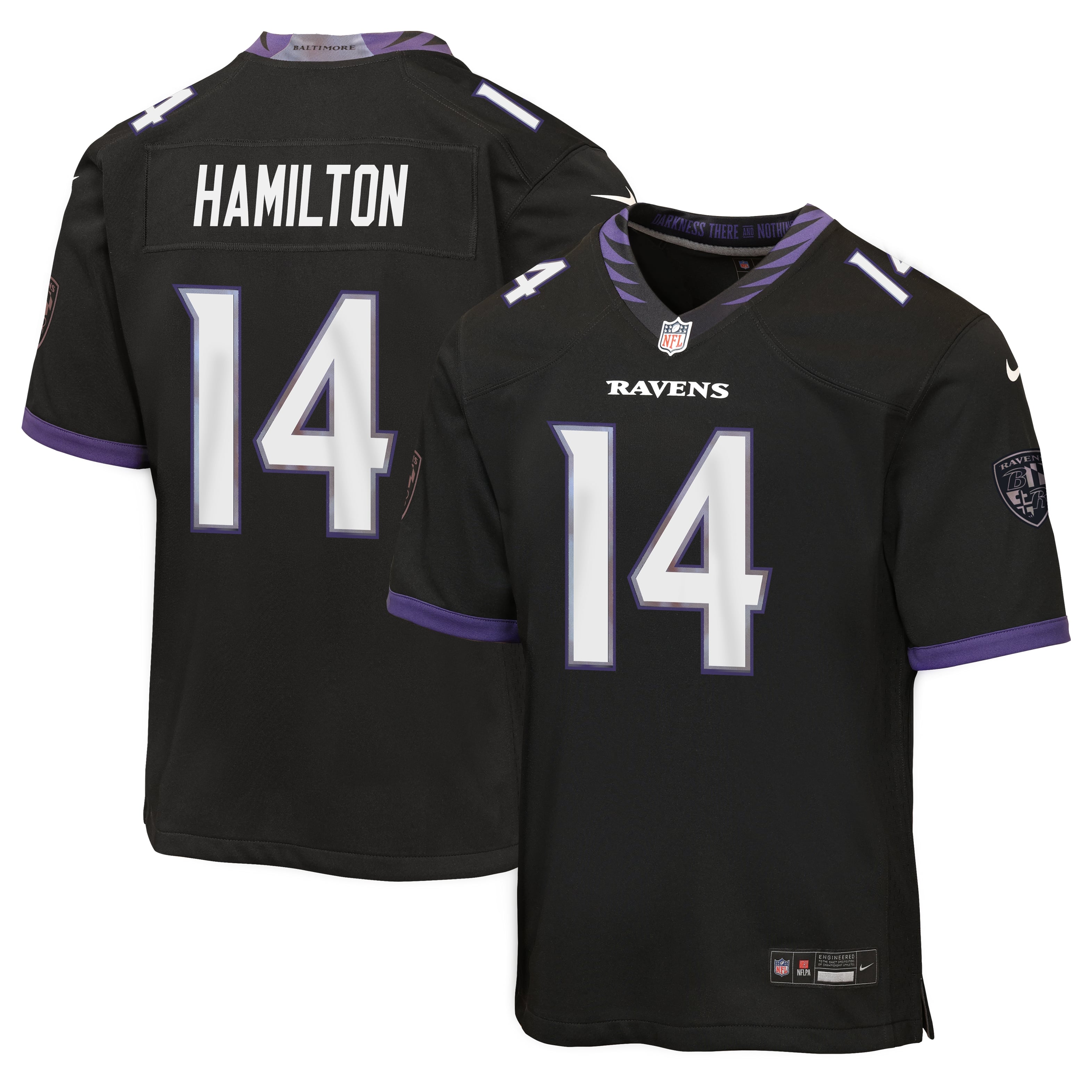 Youth Nike Kyle Hamilton Black Baltimore Ravens Alternate Game Jersey